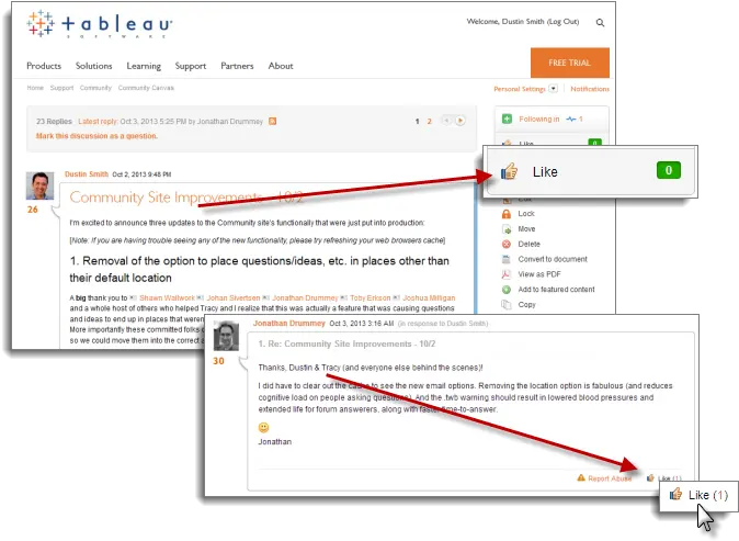 Tableau Forums Update Introducing The Like Button And Screenshot Png Like Button Transparent