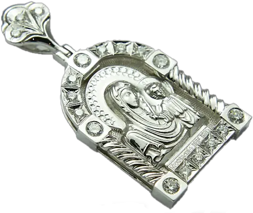 Pendant With Diamonds Icon Ag Solid Png Russian Virgin Mary Icon