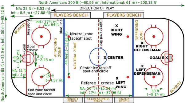 Area Of A Standard Size Hockey Rink Rules Of Hockey Png Hockey Rink Png