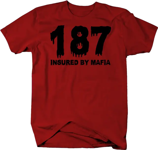 187 Insured By Mafia Dripping Blood Tshirt Ebay Short Sleeve Png Lucky Luciano Png