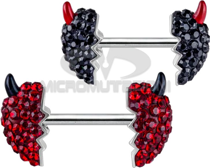 Titanium Swarovski Crystal Devilheart Nipple Barbell Clipart Blackberry Png Nipple Png