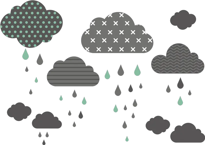 Patterned Rain Clouds Wall Sticker Tenstickers Illustration Png Rain Cloud Png