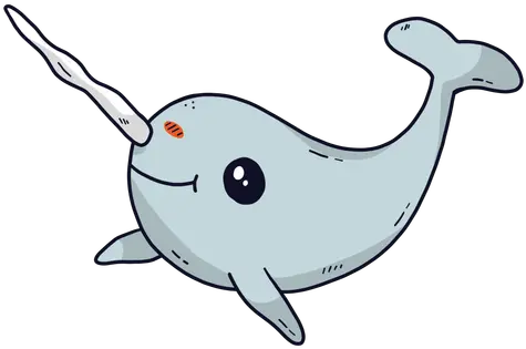 Cute Narwhal Smile Flipper Tusk Tail Narwhal Transparent Background Png Narwhal Png