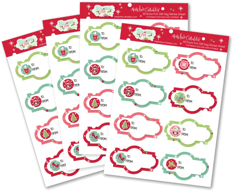 Snow Fun Gift Tag Sticker Packs Cartoon Png Gift Tag Png