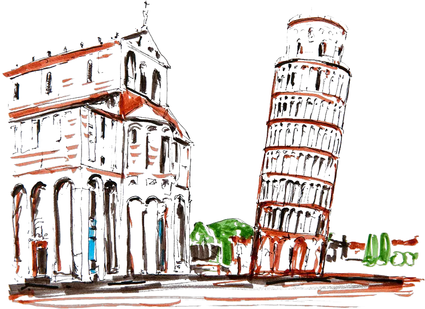 Download Leaning Tower Of Pisa Drawing Italy Architecture Transparent Italy Drawing Png Leaning Tower Of Pisa Png