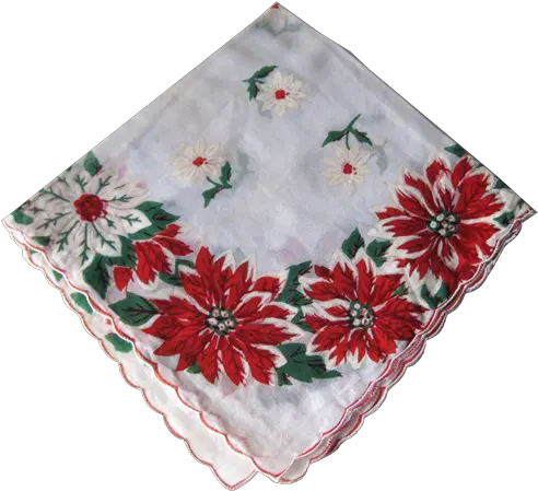 Download Vintage Christmas Holiday Poinsettia Handkerchief Handkerchief Png Poinsettia Png