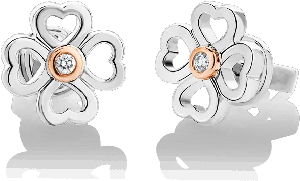 Silver U0026 14k Gold Clover Diamond Earrings Earrings Png Diamond Earring Png