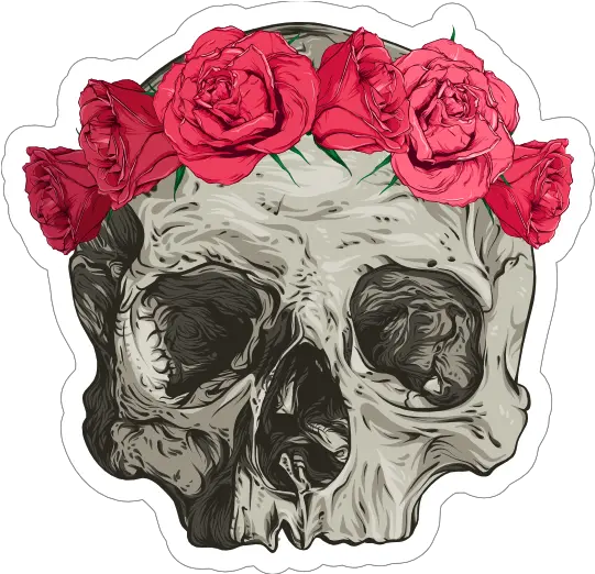 Skull In Flower Headband Sticker Garden Roses Png Flower Crown Transparent Background