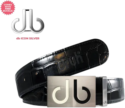 Black Crocodile Leather Belt With Whiteblack Two Toned Buckle Belt Png Croc Icon