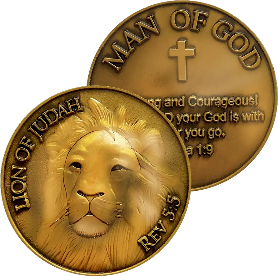 Lion Of Judah Antique Gold Plated Christian Challenge Coin Joshua 19 Christian Coin Png Coin Flip Icon