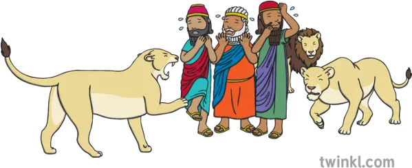 Babylonian Governors Surrounded By Angry Lions Illustration Cartoon Png Lions Png
