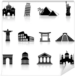 Vector Black Travel And Landmarks Icons Set Wall Mural U2022 Pixers We Live To Change Vertical Png Travel Icon Set Vector Free