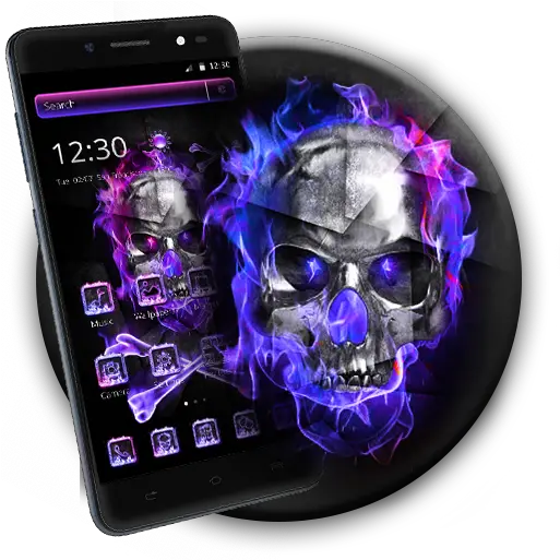 Amazoncom Flaming Violet Skull Theme Apps U0026 Games Metal Skull On Fire Png Flaming Star.png Icon