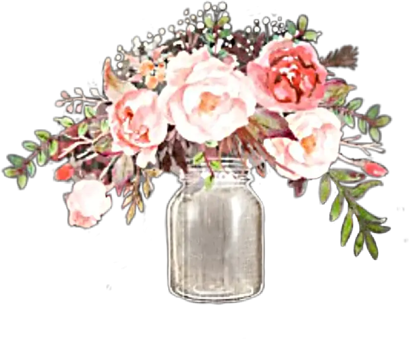 Watercolor Flowers Floral Sticker By Stephanie Watercolor Flowers In A Mason Jar Png Jar Transparent Background