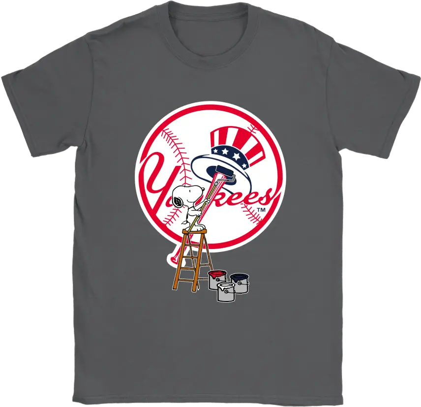 Snoopy Paints The New York Yankees Logo Mlb Baseball Shirts Shirt To First Fathers Day Png Yankees Logo Png