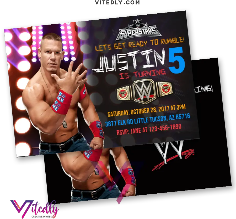 Wwe Birthday Invitation Invitations Wrestling Invitation Boxing Card Birthday Png Wwe John Cena Logo