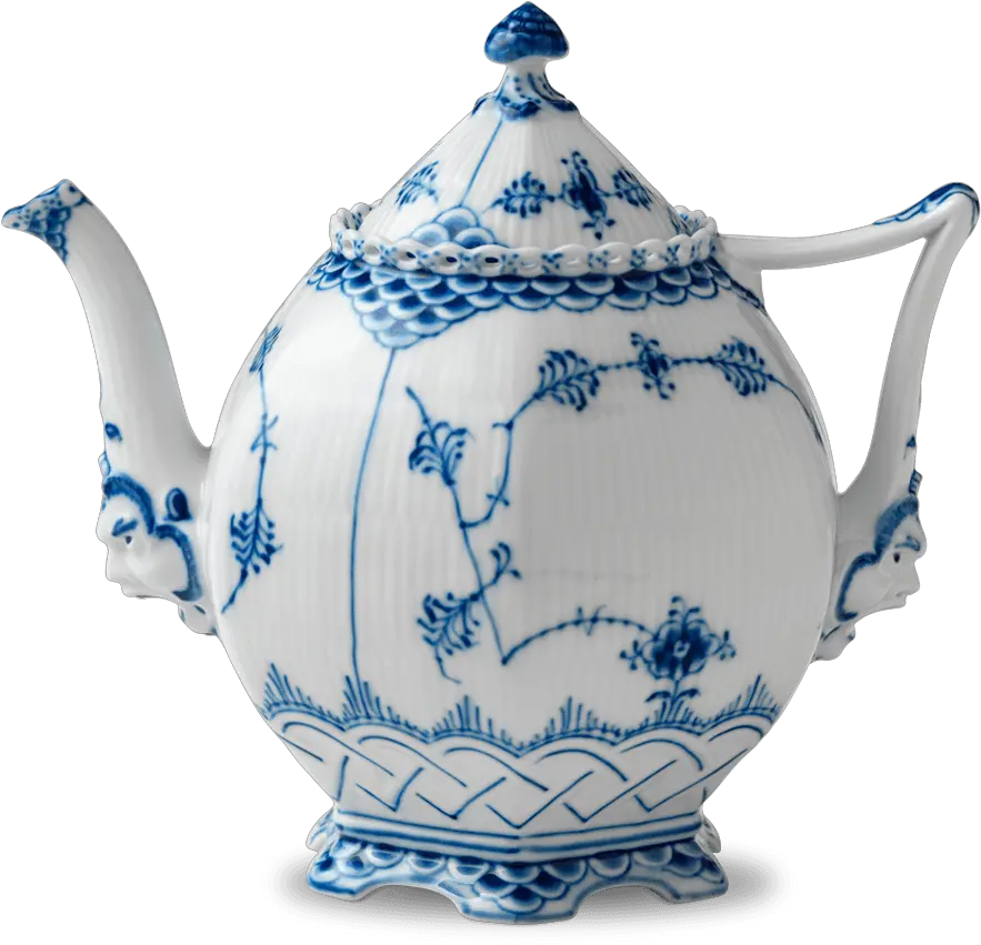 Blue Fluted Full Lace Teapot Royal Copenhagen Teapot Png Lace Border Transparent