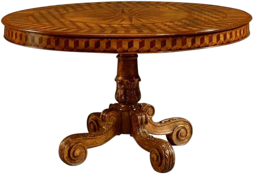 Inlaid Round Dining Table Transparent Antique Round Table Png Round Table Png
