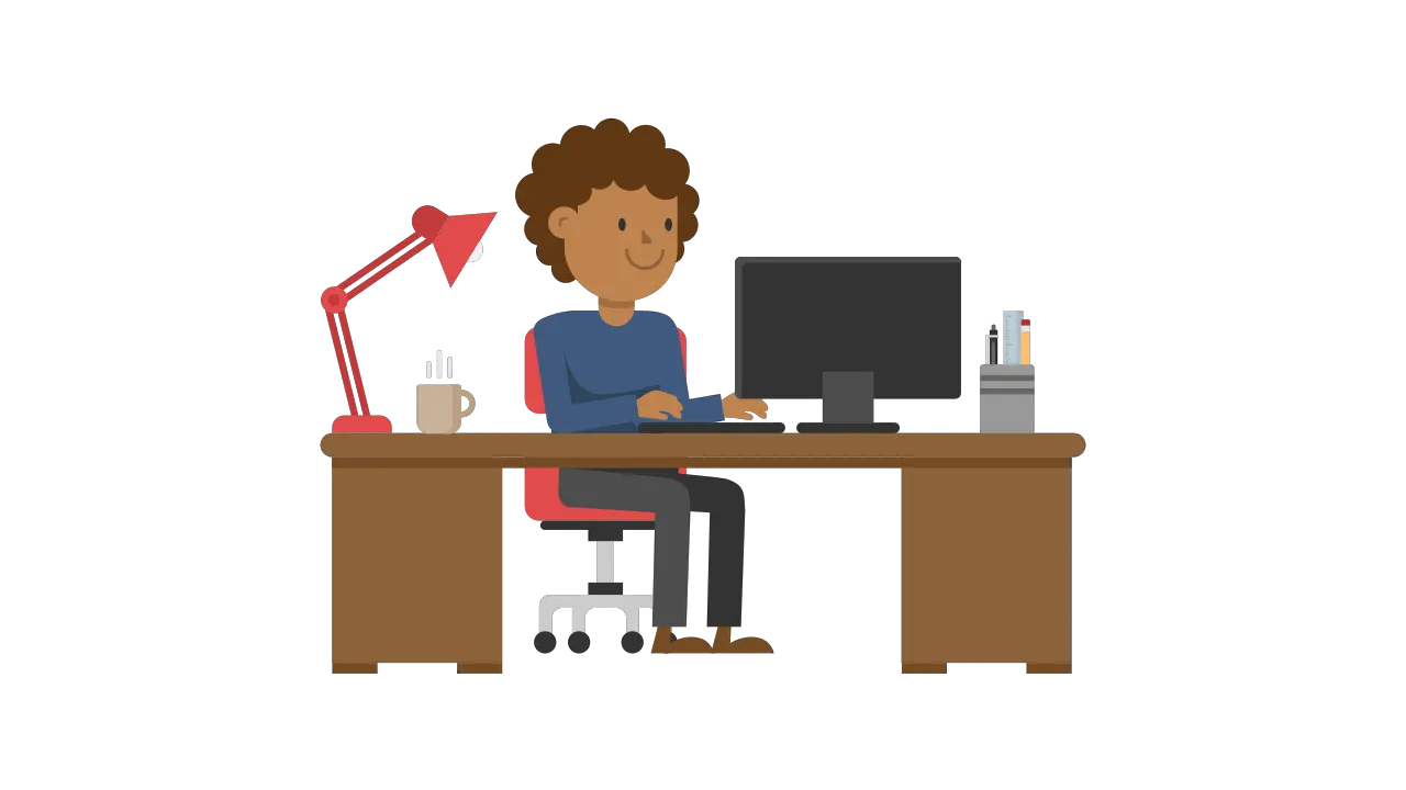 Fileblack Man Working Working On Computer Vector Png Sitting Man Png