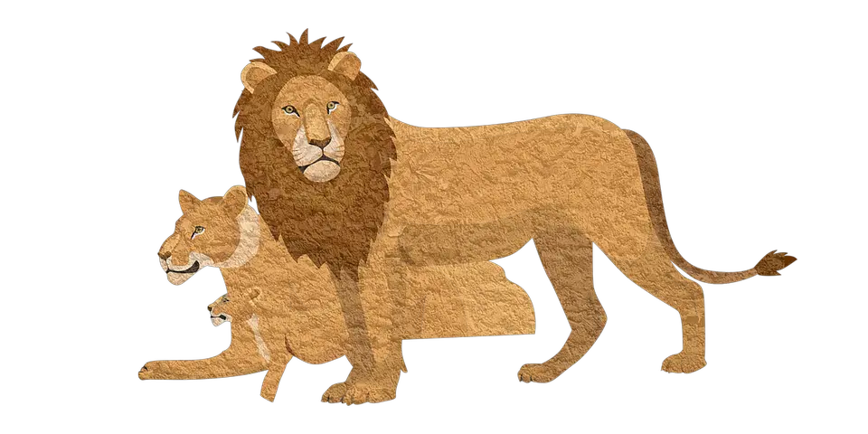 Download Hd Lion Pixabay Animal Lioness Vintage Lion Cartoon Lion With Cub Png Lion Transparent
