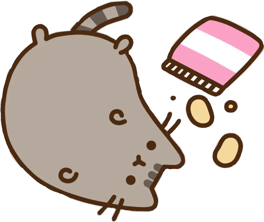 Download Hd Pusheen Cat Kitty Chips Lazy Food Potato Gray Pusheen Chips Png Pusheen Transparent