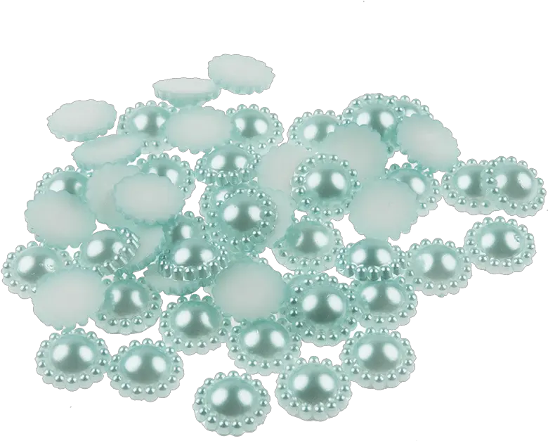 50 Aqua Flower Shape Flat Back Pearl 12mm Necklace Png Flower Shape Png
