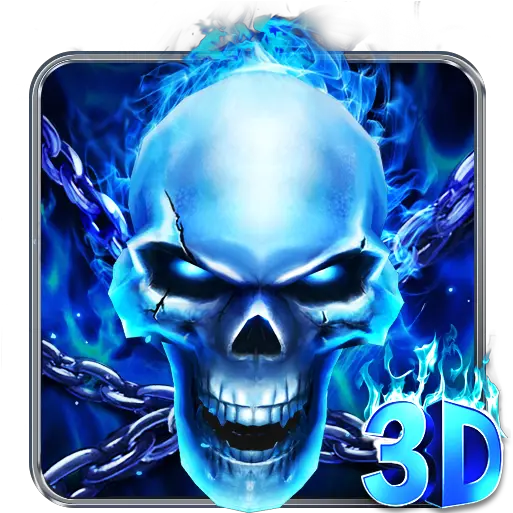 3d Blue Flaming Skull Theme Launcher 112 Download Android Skull On Fire Blue Png Flaming Star.png Icon