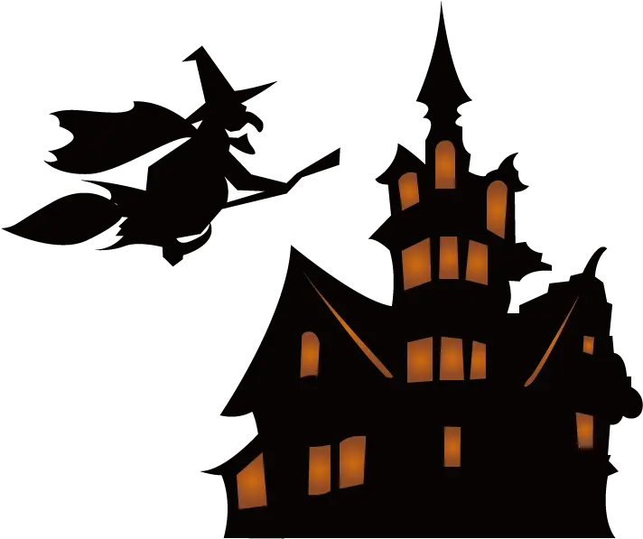 Halloween Silhouette Haunted House Png Cartoon Haunted House Background Witch Silhouette Png