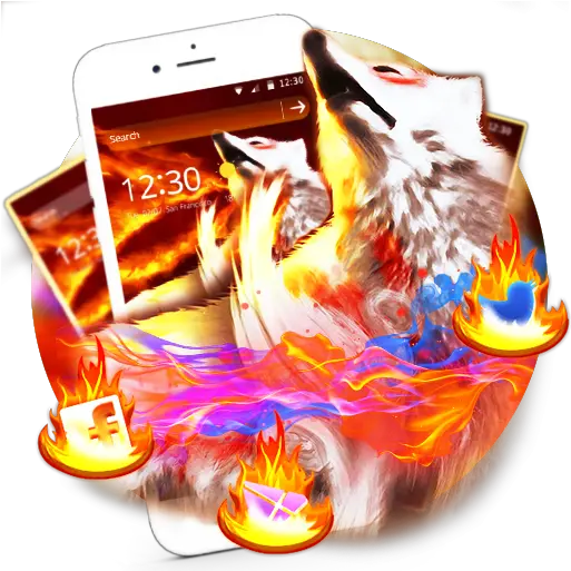 Golden Totem Fire Wolf Theme Apk 114 Download Apk Latest Smartphone Png Cool Wolf Icon