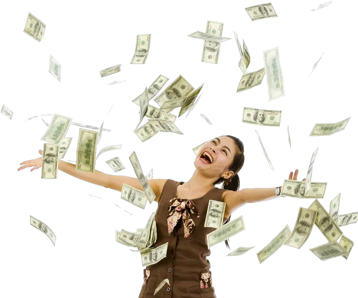 Falling Money Transparent Background Woman Won The Lottery Png Money Transparent Background