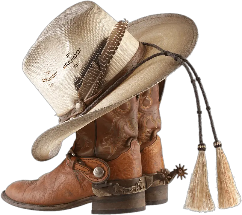 Cowboy Boots And Hat With Tassels Transparent Cowboy Boots Png Cowboy Boot Png