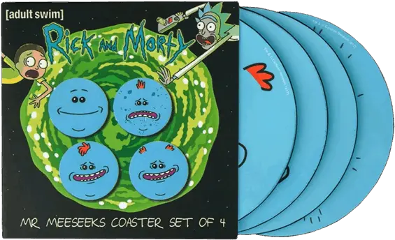 Rick And Morty Mr Meeseeks 4piece Coaster Set Rick And Morty Plate Png Mr Meeseeks Png