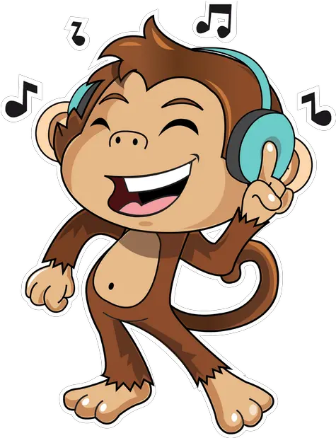 Cute Monkey Stickers Messages Sticker 1 Emoji Listening To Cartoon Monkey Baby Boy Listen Music Png Music Emoji Png