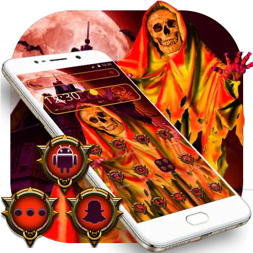 Fire Cool Skull Theme Apk 113 Download Apk Latest Version Smartphone Png Dragon Skull Icon