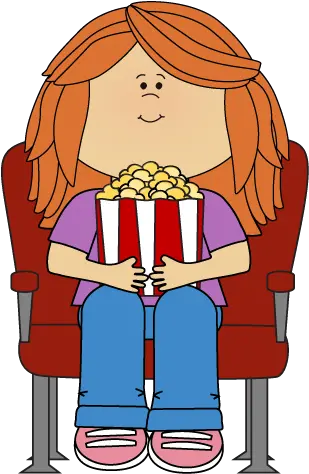 Girl Watching Movie With Popcorn Clip Art Girl Watching Watching A Movie Clipart Png Movie Popcorn Png