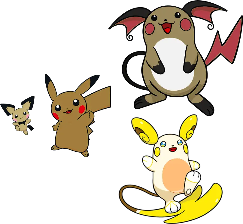 Pichu Pikachu Raichu By High Jump Pichu Pikachu Raichu Alolan Raichu Png Raichu Png