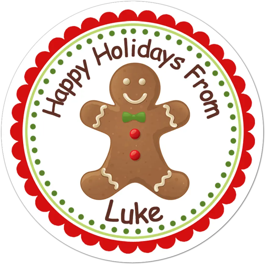 Gingerbread Man Personalized Christmas Gift Sticker Personalized Halloween Stickers Png Gingerbread Man Png