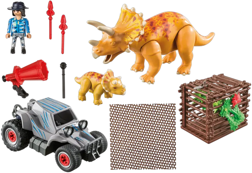 Download Enemy Quad With Triceratops Playmobil Dinosaur Playmobil 9434 Png Triceratops Png