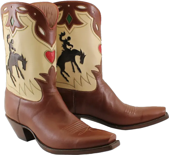 14902 Brown Kangaroo And Bronc Buster Inlay Tops Boots Png Cowboy Boots Png