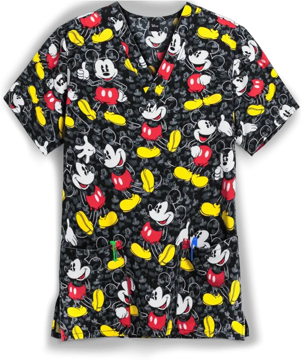 Tooniforms Disney All The Mickeys Unisex Print Scrub Top 2x Print Short Sleeve Png Mickey Mouse Windows Icon
