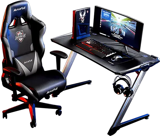 Autofull Black Knight Gaming Chair And Desk Setup Gaming Chair Set Up Png Black Knight Png