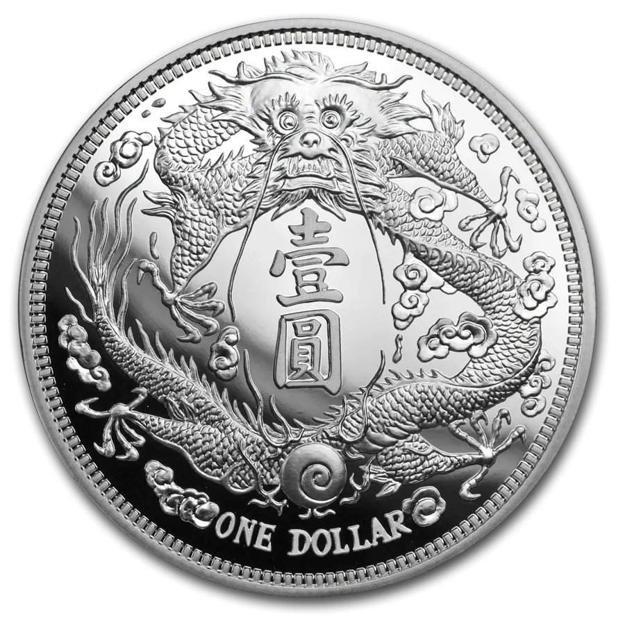 2019 1 Oz China Long Whiskered Dragon Dollar Four 999 Silver Restrike Premium Uncirculated Silver Coin Png One Dollar Png