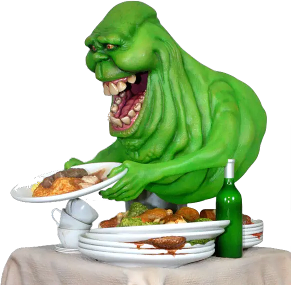 Download Hollywood Collectibles Slimer Eating Hot Dogs Png Slimer Png