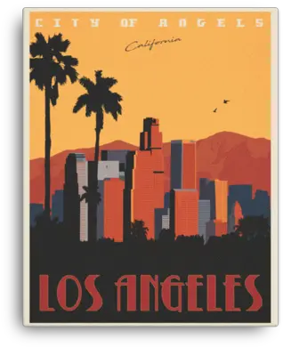 Los Angeles California Vintage Travel Poster Enhanced Los Angeles Travel Print Png Los Angeles Skyline Png