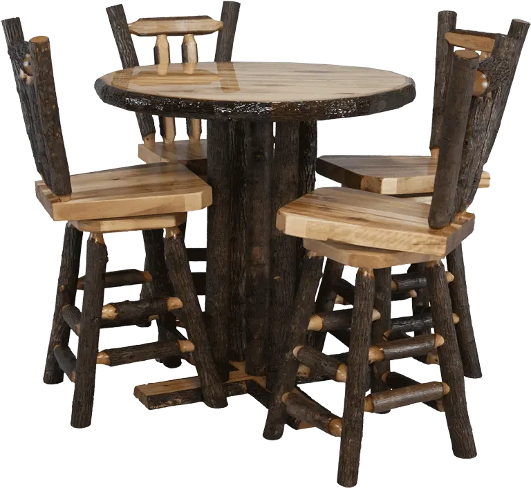 Hickory Log Pub Table Solid Png Bar Table Png