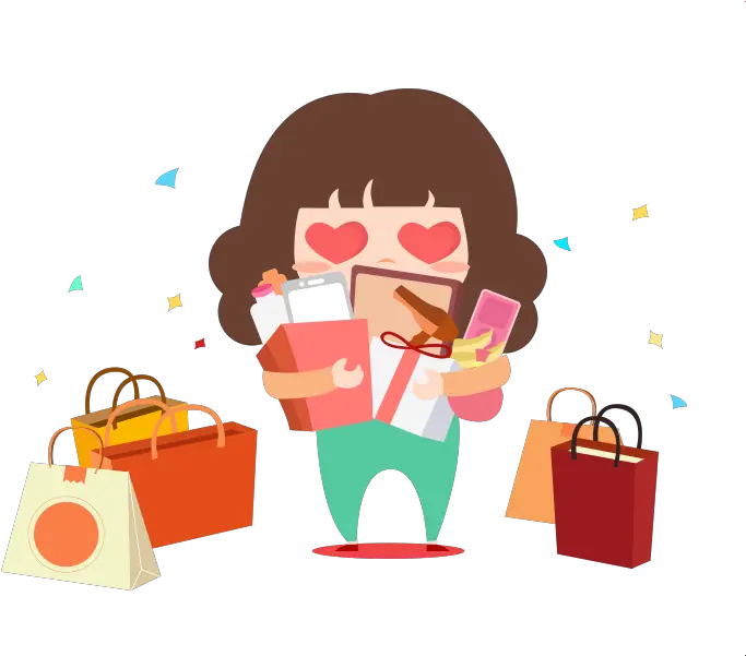 Shopping Cartoon Taobao Shopping Girl Cartoon Png Shopping Transparent