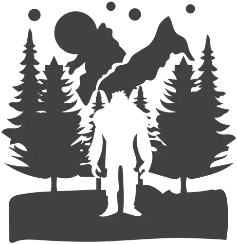 Bigfoot In Forest Mountain Cut Out Transparent Png U0026 Svg Illustration Forest Png