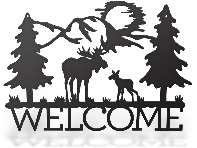 Metal Welcome Moose Sign Moose Mountain Silhouette Png Moose Silhouette Png