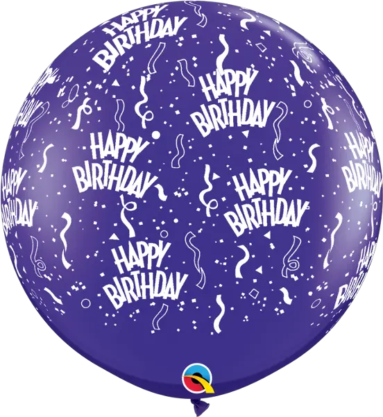 Happy Birthday Print Jewel Quartz Purple 3 Ft Balloons Sphere Png Purple Balloons Png