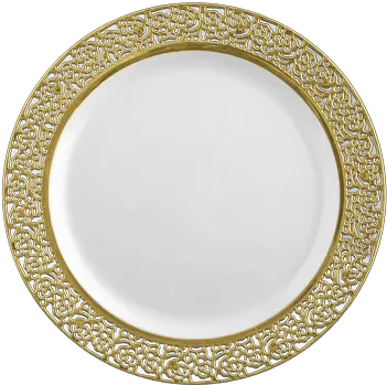 Inspiration 9 White W Gold Lace Border Luncheon Plastic White And Silver Dinner Set Png Lace Border Transparent